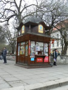 Ukraine, Lviv - newspaper and tobacco kiosk