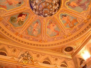 Ukraine, Lviv - ceiling of Opera and Ballet Theatre