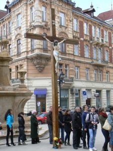 Ukraine, Lviv - central city - waiting in line to