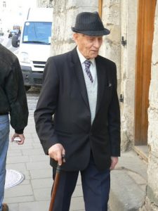 Ukraine, Lviv - central city - senior citizen out for