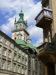 Ukraine, Lviv - central city - Dormition Church bell tower