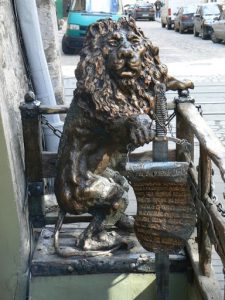 Ukraine, Lviv - central city - bronze lion