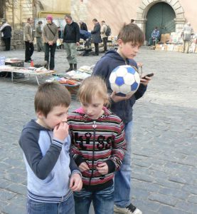 Ukraine, Lviv - kids with ubiquitous soccer ball