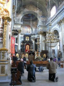 Ukraine, Lviv - St Michael's church on Easter Sunday