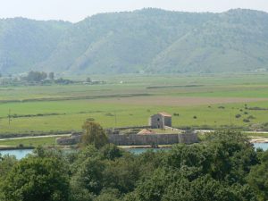 Albania, Butrint View From Hilltop Fortress to Secondary Fort Across