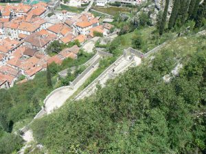 Switchback steps up to the fortress