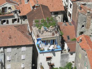 Rooftop garden and patio--space is tight in old town