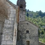 The chapel half way up to the cliff top fortress