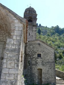 The chapel half way up to the cliff top fortress