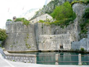 Entering Kotor with old town walls