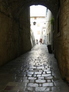 Narrow stone walks in old town  (no motorized vehicles allowed)