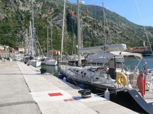 Sailing yachts in Kotor harbor