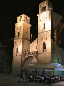St.Tryphon's Cathedral and square at night