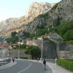 Entering Kotor with old town walls on right