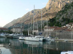 Sailing yachts in Kotor harbor