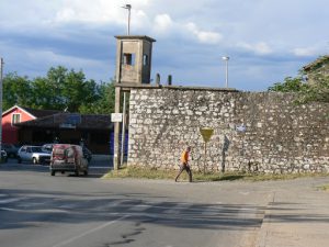 Montenegro, Podgorica: old fort remnants across the street from the