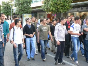 Montenegro, Podgorica: guys following procession