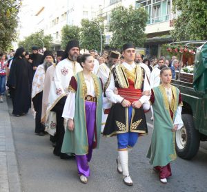 Montenegro, Podgorica: Eastern Orthodox Easter procession with ethnic costumes