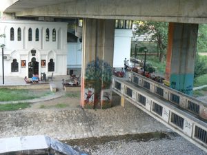 Montenegro, Podgorica: art gallery under road overpass