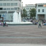 Montenegro, Podgorica: central plaza fountain with kiddie go-carts