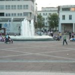Montenegro, Podgorica: central plaza fountain with kiddie go-carts