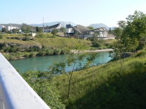 Montenegro, Podgorica: sports complex by Moraca River