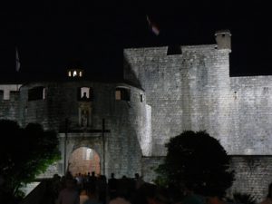 Croatia, Dubrovnik: outer walls at night