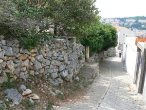 Croatia, Dubrovnik: steep narrow walk to our guest house in