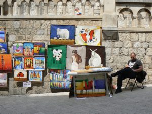 Croatia, Dubrovnik: art for sale inside the old city