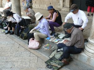 Croatia, Dubrovnik: Asians taking art lessons