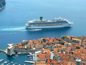 Croatia, Dubrovnik: enormous cruise ships arrive and depart daily