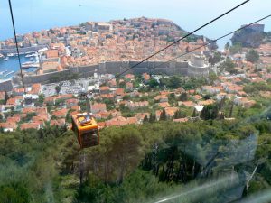 Croatia, Dubrovnik: cable car ascending over the city
