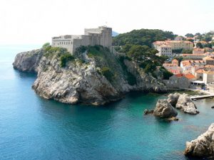 Croatia, Dubrovnik: steep cliffs below the city walls