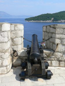 Croatia, Dubrovnik: old cannon in the city walls