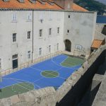 Croatia, Dubrovnik: view of school and play yard from the