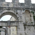 Croatia, Split City: detail of entry to old city palace