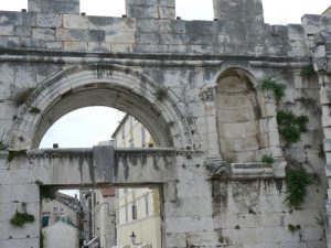 Croatia, Split City: detail of entry to old city palace