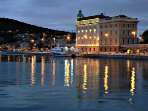 Croatia, Split City: view of the harbor at sunset