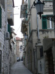 Croatia, Split City: narrow streets and lanterns