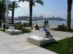 Croatia, Split City: view of the harbor along the waterfront