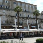 Croatia, Split City: along the waterfront promenade with old palace