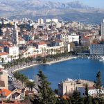 Croatia, Split City: overview of the harbor, promenade and old