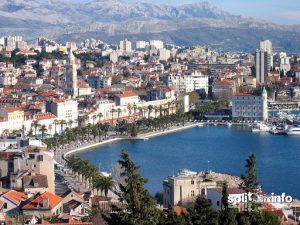 Croatia, Split City: overview of the harbor, promenade and old