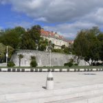 Croatia, Zadar City: elegant building above Sea Organ steps