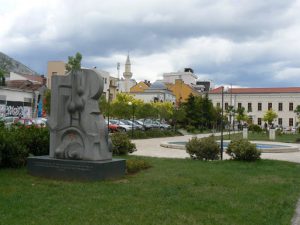 Bosnia-Herzegovina, Mostar City: one of the city parks  with a