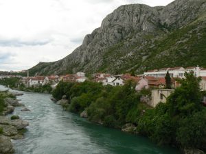 Bosnia-Herzegovina, Mostar City: an idyllic setting for a city; note
