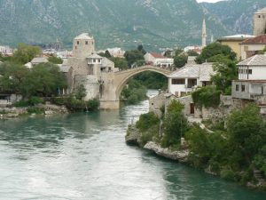 Bosnia-Herzegovina, Mostar City: the Neretva River flows through the city