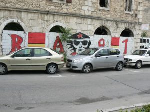 Bosnia-Herzegovina, Mostar City: remnant graffiti