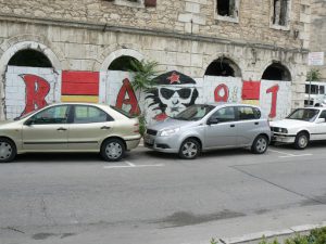 Bosnia-Herzegovina, Mostar City: remnant graffiti