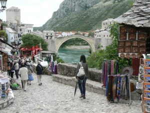 Bosnia-Herzegovina, Mostar City: view of the bridge from the old